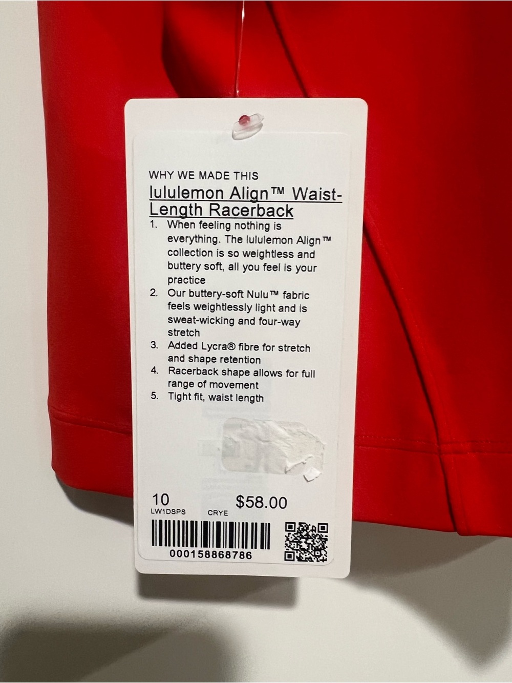 lululemon Align™ Waist-Length
Racerback Tank Top in Cherry Ember Size 10 - Picture 6 of 6